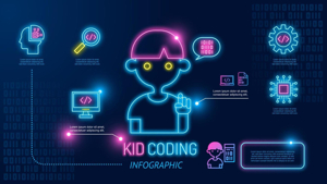 Colorful infographic about kid coding